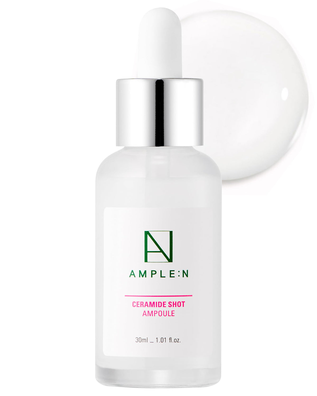 CORÉANA AMPLE:N ceramide shot bottle close-up showing deep hydration for dry skin.