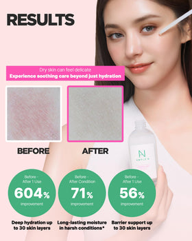 CORÉANA AMPLE:N bottle with ingredients list emphasizes ceramide and allantoin benefits.