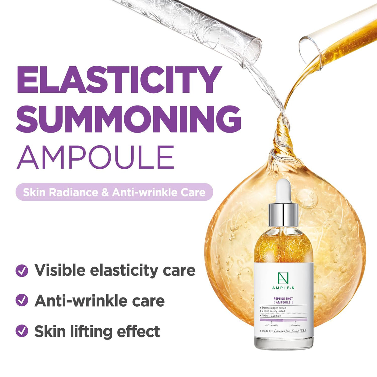 Coreana AMPLE:N Ampoule dropper, precise application and even hydration.
