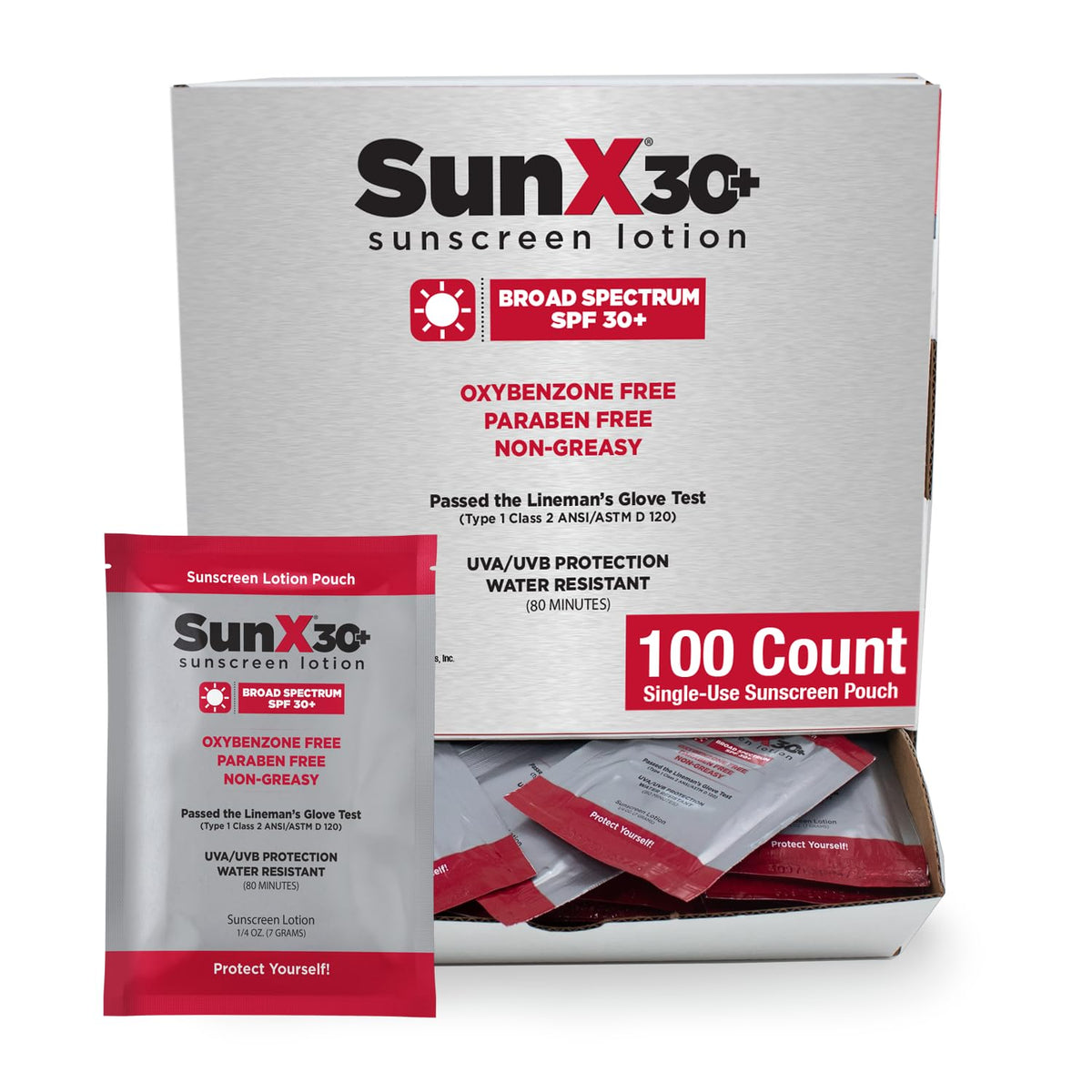 CoreTex Sun X 30+ travel-size SPF packets for on-the-go sun protection.