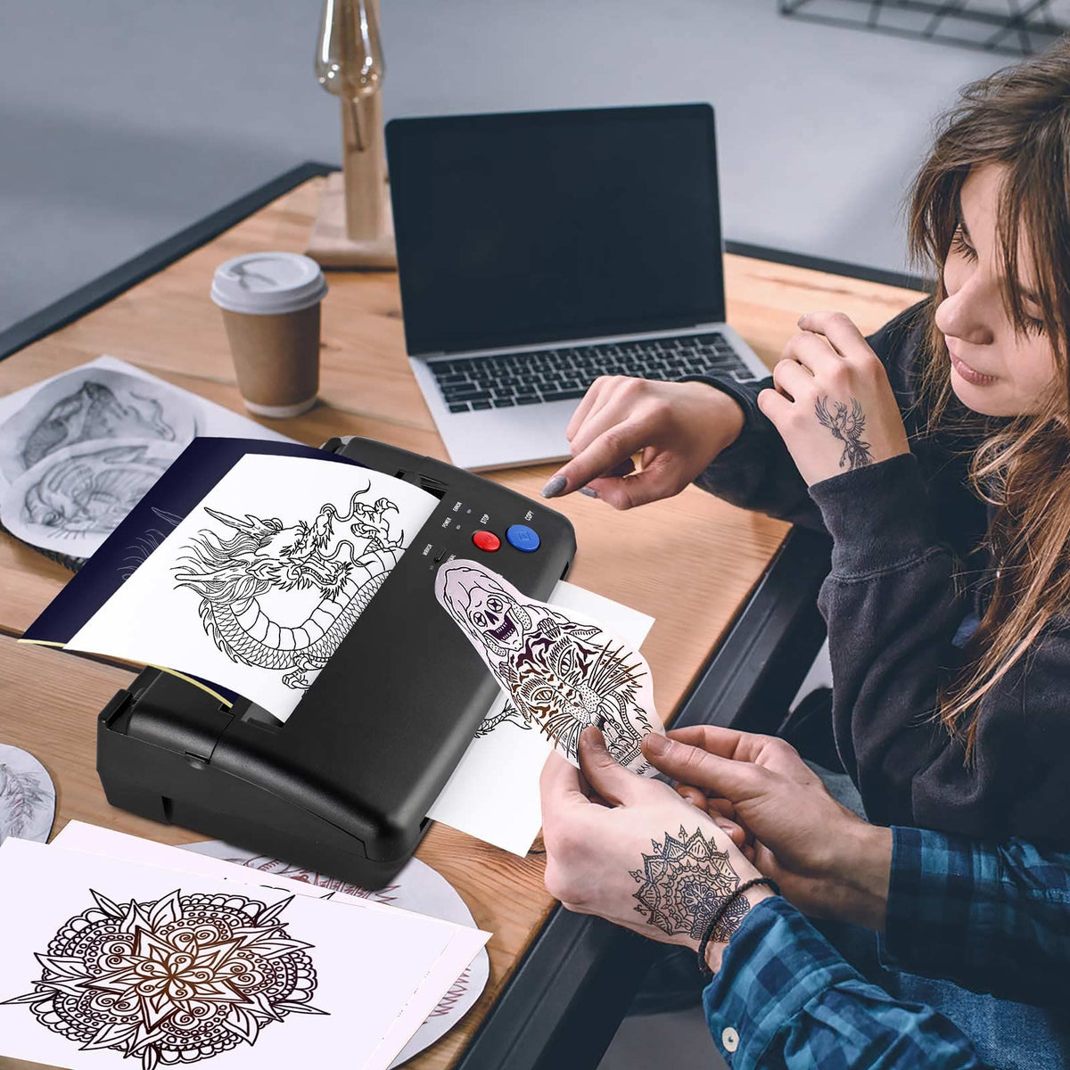 CORIEOSD Tattoo pattern transfer output delivers clear, smooth stencils.