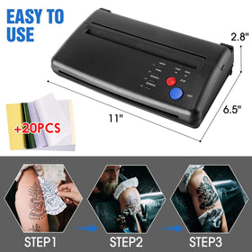 CORIEOSD Tattoo Transfer Machine side view showcases slim profile for compact spaces.