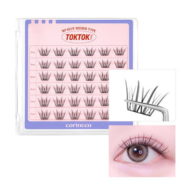 CORINGCO Toktok Hara Light lashes showing pre-glued clusters for quick wear.