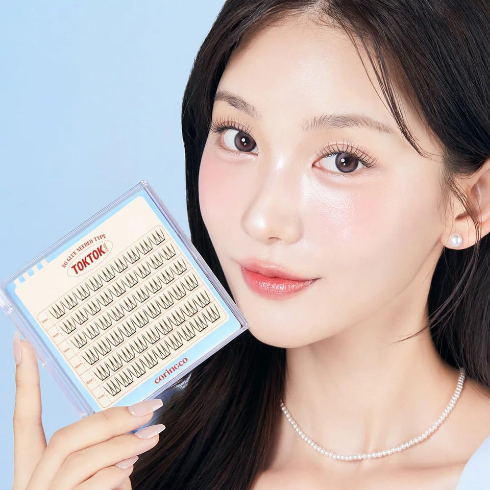 Coringco Toktok Hara pure design lashes for quick, glue-free wear.