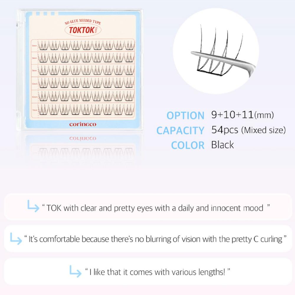 Coringco Toktok Hara Sharp design lashes for natural to dramatic finish.