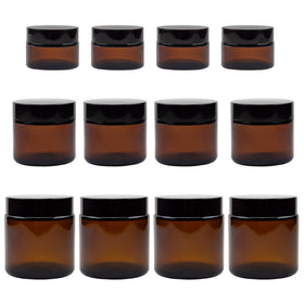 Cornucopia Brands 1oz amber glass jar with straight sides, ideal for travel-size cosmetics.