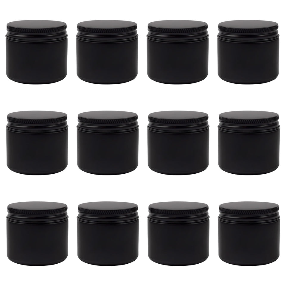 Cornucopia Brands 2oz black coated glass jar with lids for DIY cosmetics