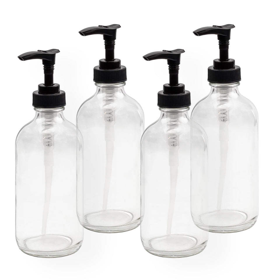 Cornucopia Brands 8oz clear glass bottle with pump for essential oils and blends