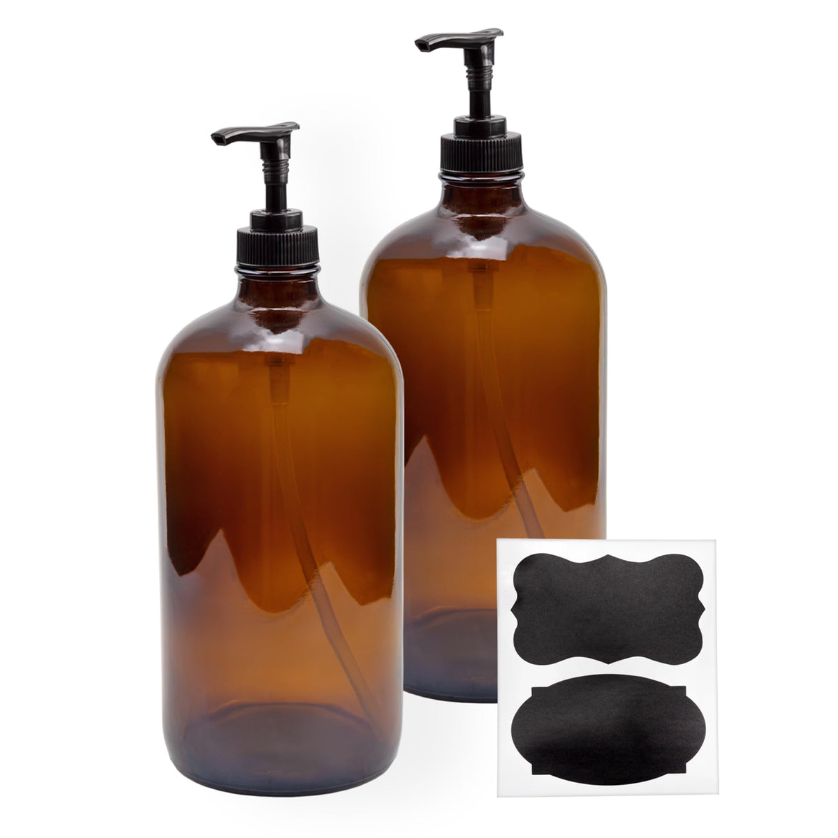 Cornucopia Brands amber glass bottle with pump, 32 oz, great for bulk lotions.