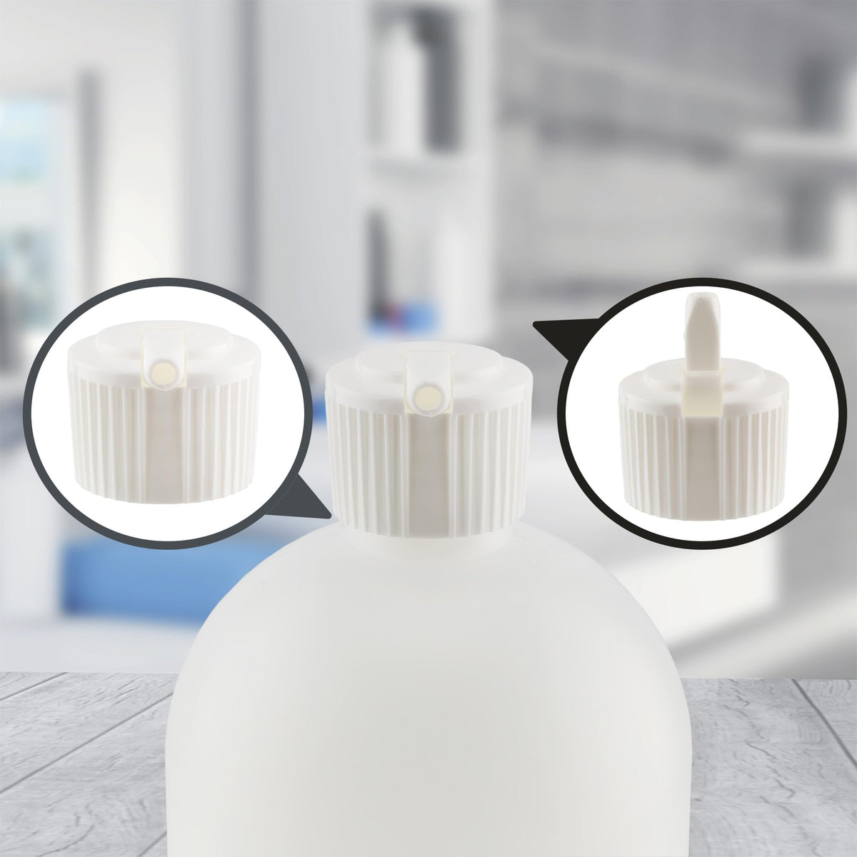 Cornucopia Brands quad pack bottles keep extra supplies organized at home.