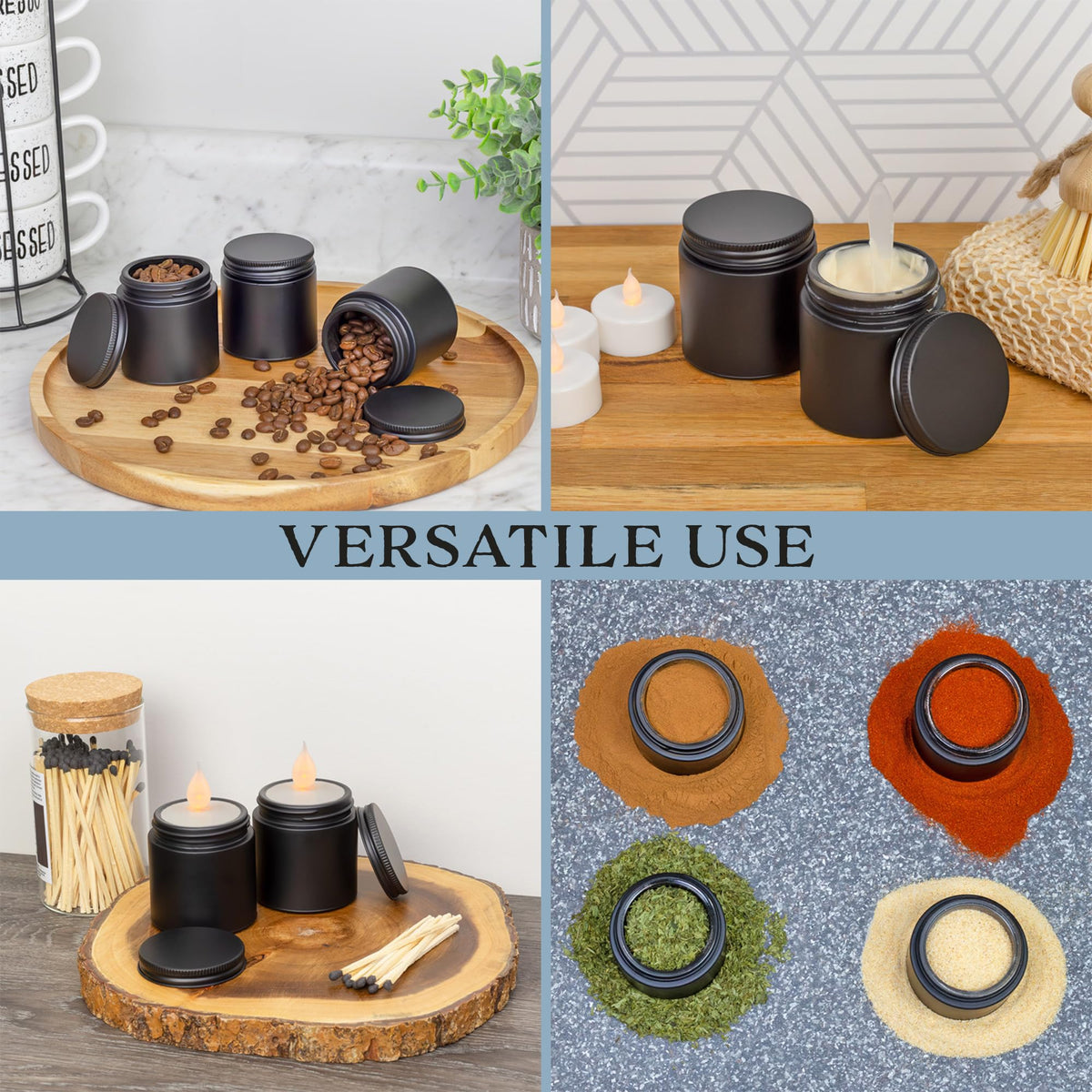 Cornucopia UV-protected glass jar preserves contents while showing a sleek black finish.