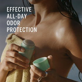 Corpus Cedar Flora applied to clean underarm skin for comfortable protection.