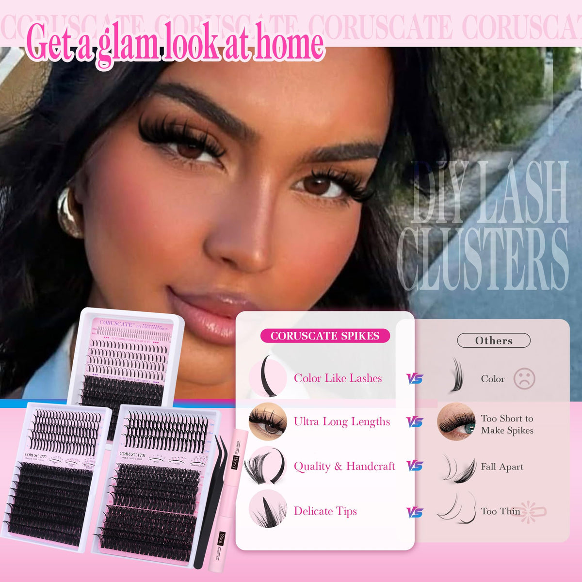 CORUSCATE premium German fiber lashes are lightweight and durable.