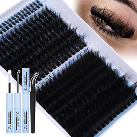 CORUSCATE lash clusters kit 160D+260D with spikes for bold at-home glam.