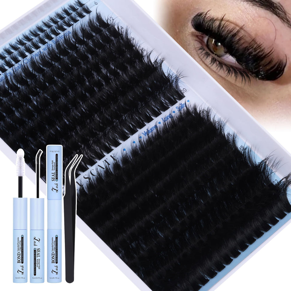 CORUSCATE lash clusters kit 160D+260D with spikes for bold at-home glam.