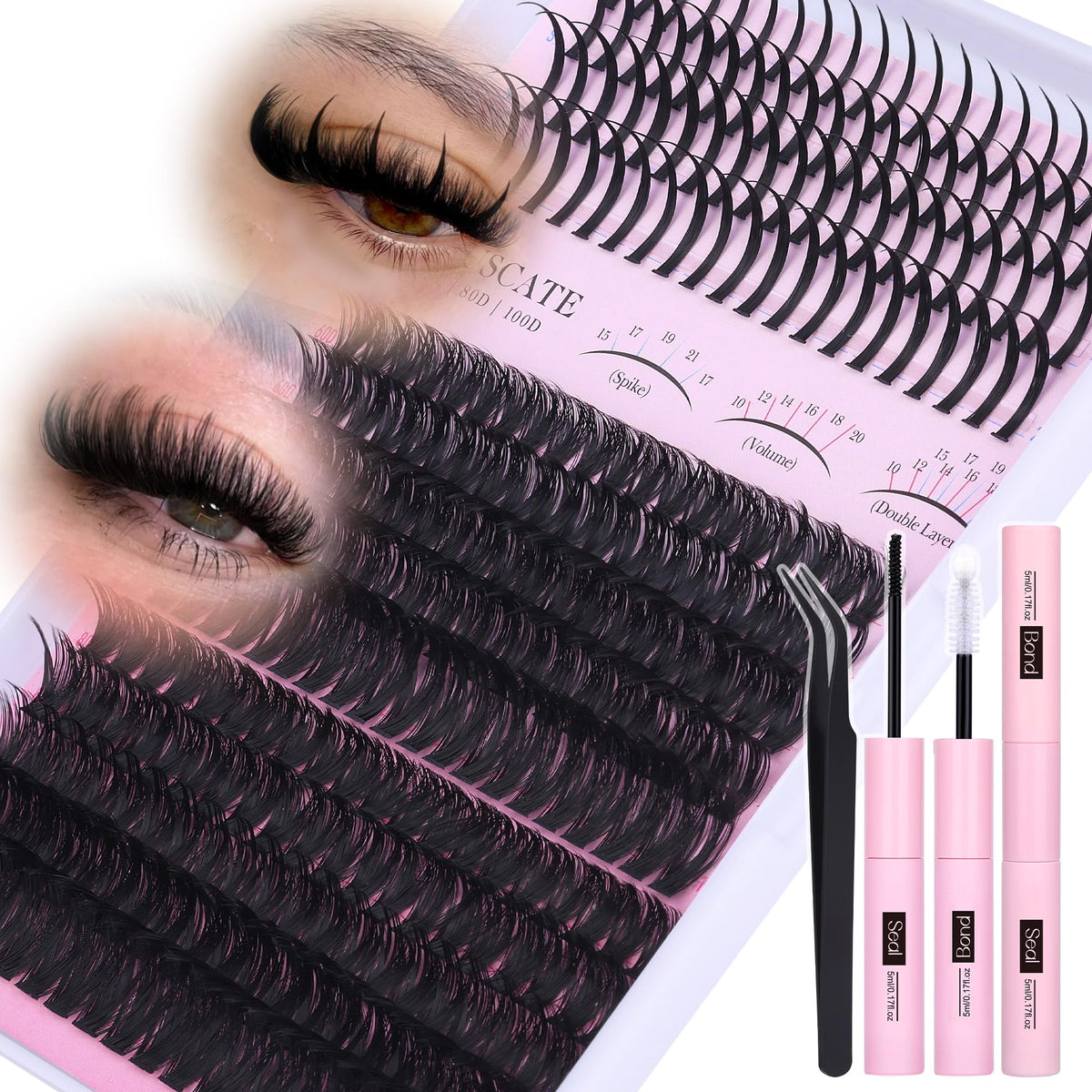 CORUSCATE 60D80D lash clusters close-up for dramatic volume.