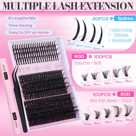 CORUSCATE spike cluster lashes 15–21mm for bold, spiky tips.