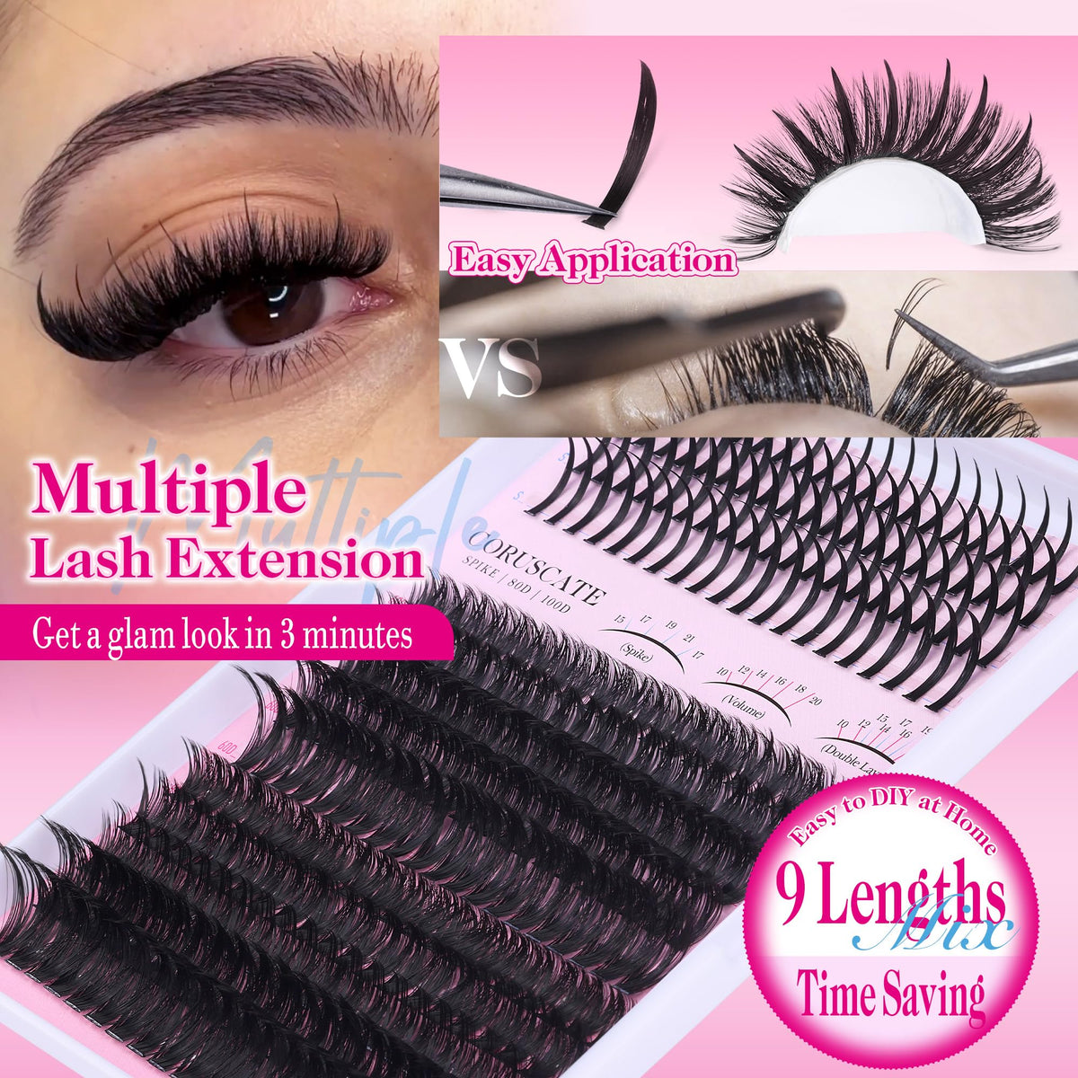 CORUSCATE precision lash tweezers included for easy placement.