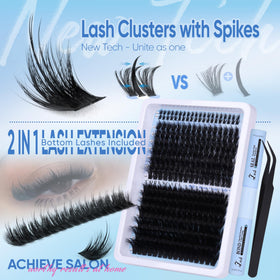 CORUSCATE spiked lash clusters for dramatic eye shape and volume.