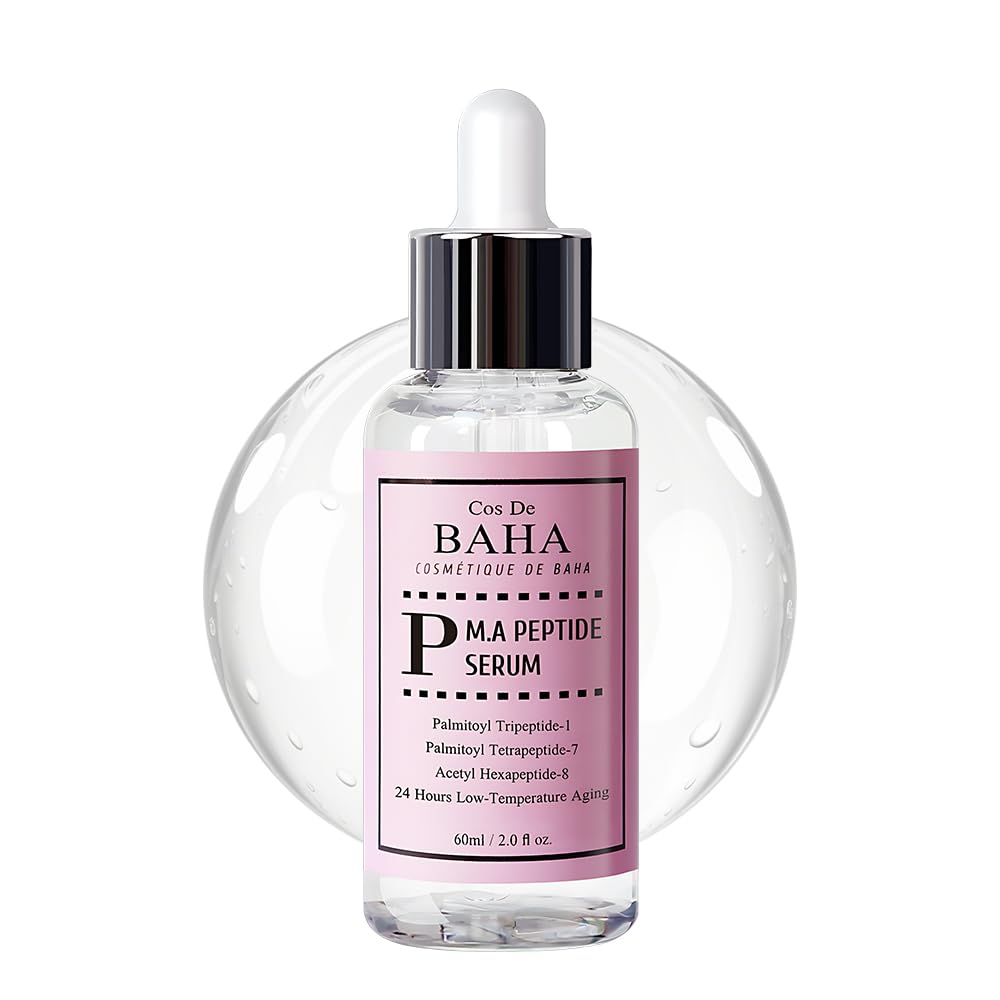 Cos De BAHA Peptide Complex Serum bottle showing hydrating, smoothing potential.
