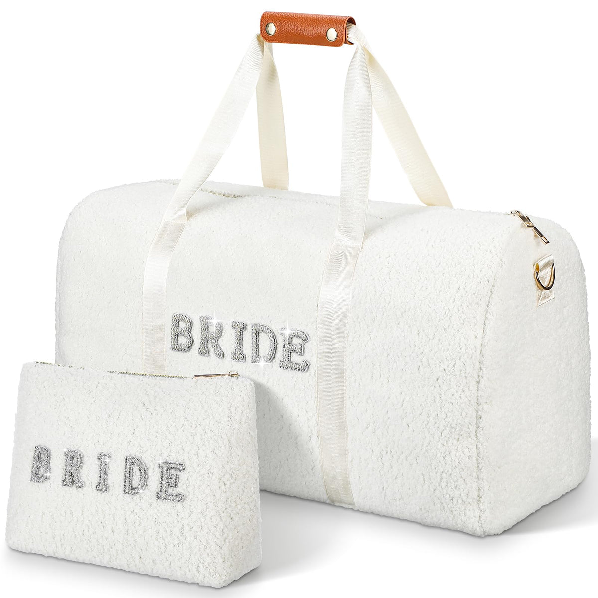 Cosblank bride weekender bag in wool fleece with roomy interior