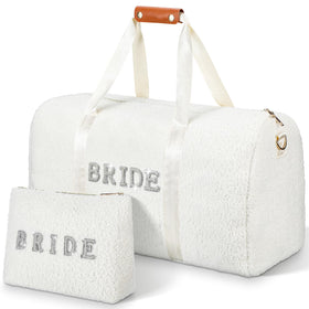 Cosblank bride weekender bag in wool fleece with roomy interior