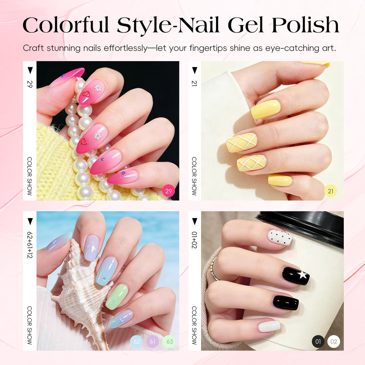 COSCELIA 25-color gel polish set for versatile nail art and long-lasting color.