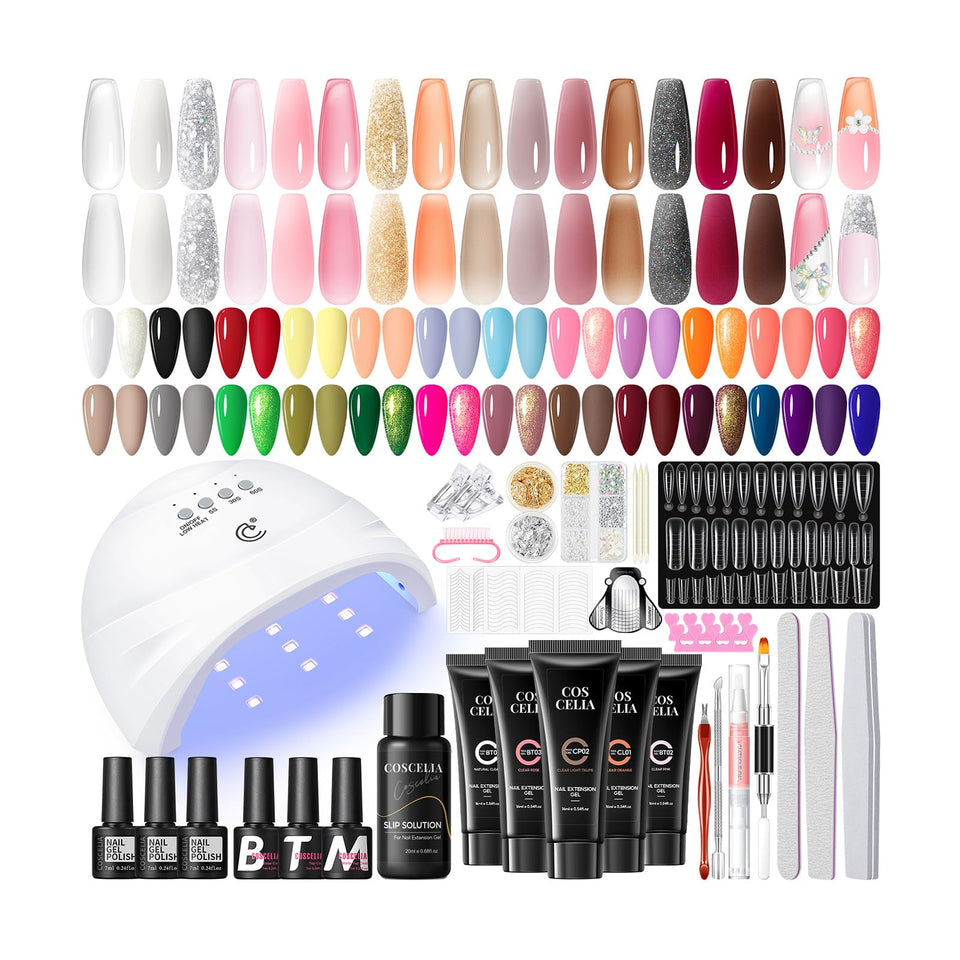 COSCELIA 67PC kit with UV light for at-home gel manicures.