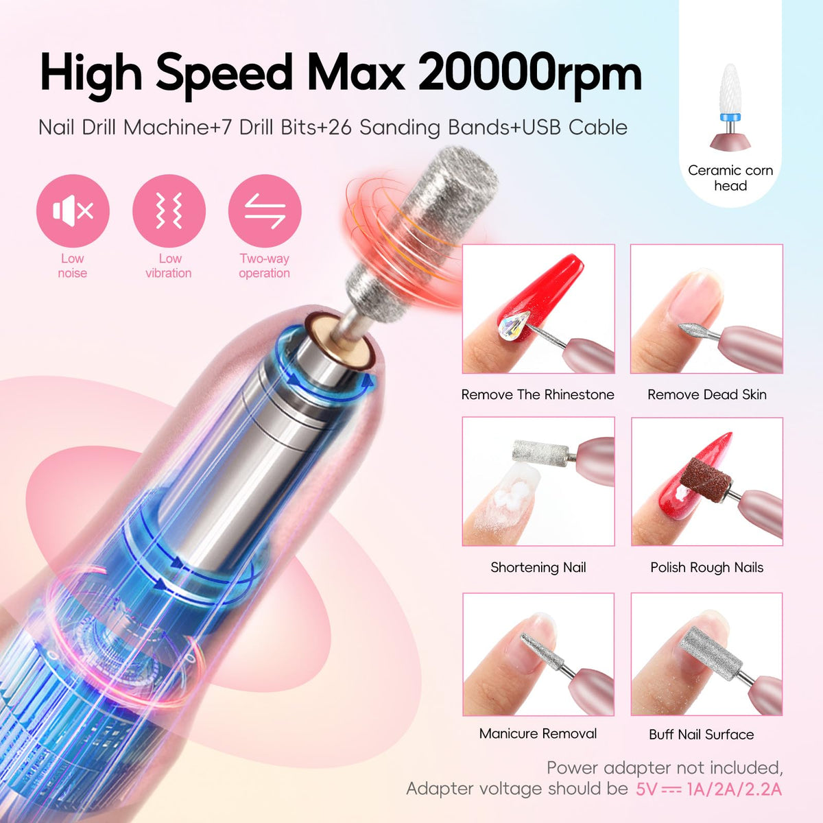 COSCELIA nail drill tool for shaping and polishing acrylic nails