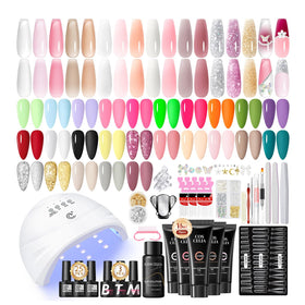 COSCELIA poly nail gel kit with UV lamp for home extensions and salon-quality results.