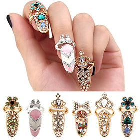 CosCosX rhinestone nail ring adds radiant sparkle to any outfit.