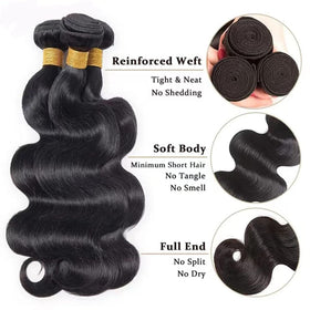 Coshgirl body wave bundles 14 inch on a mannequin for versatile styling options.