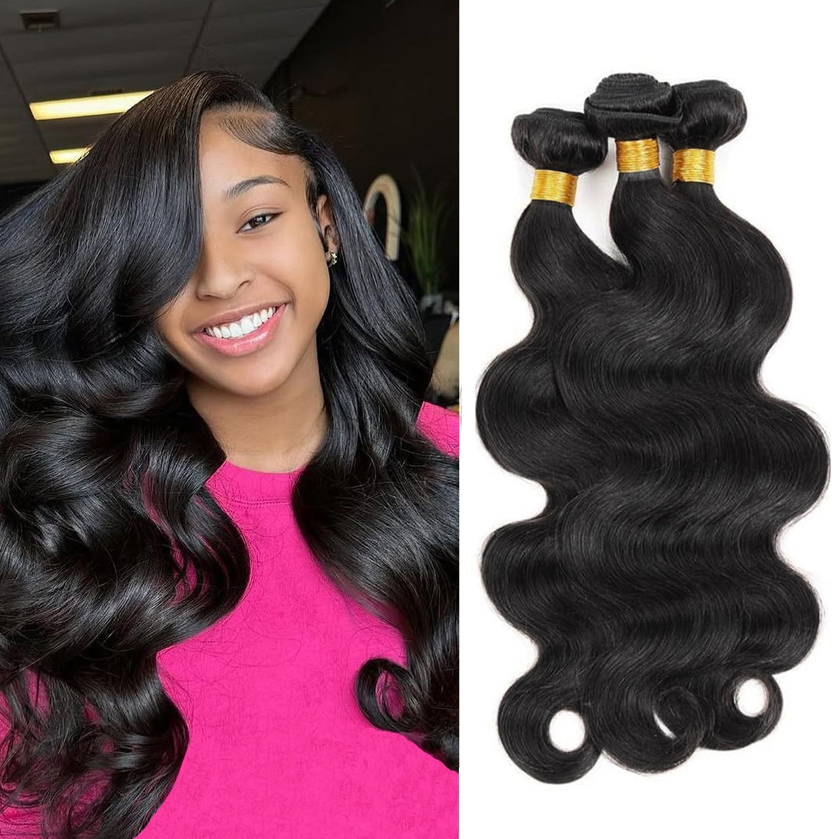 Coshgirl body wave bundles 8 inch close-up showing soft, tangle-free texture for easy styling.
