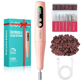 COSLUS C52 cordless nail drill with LED screen enables precise speed control at home.
