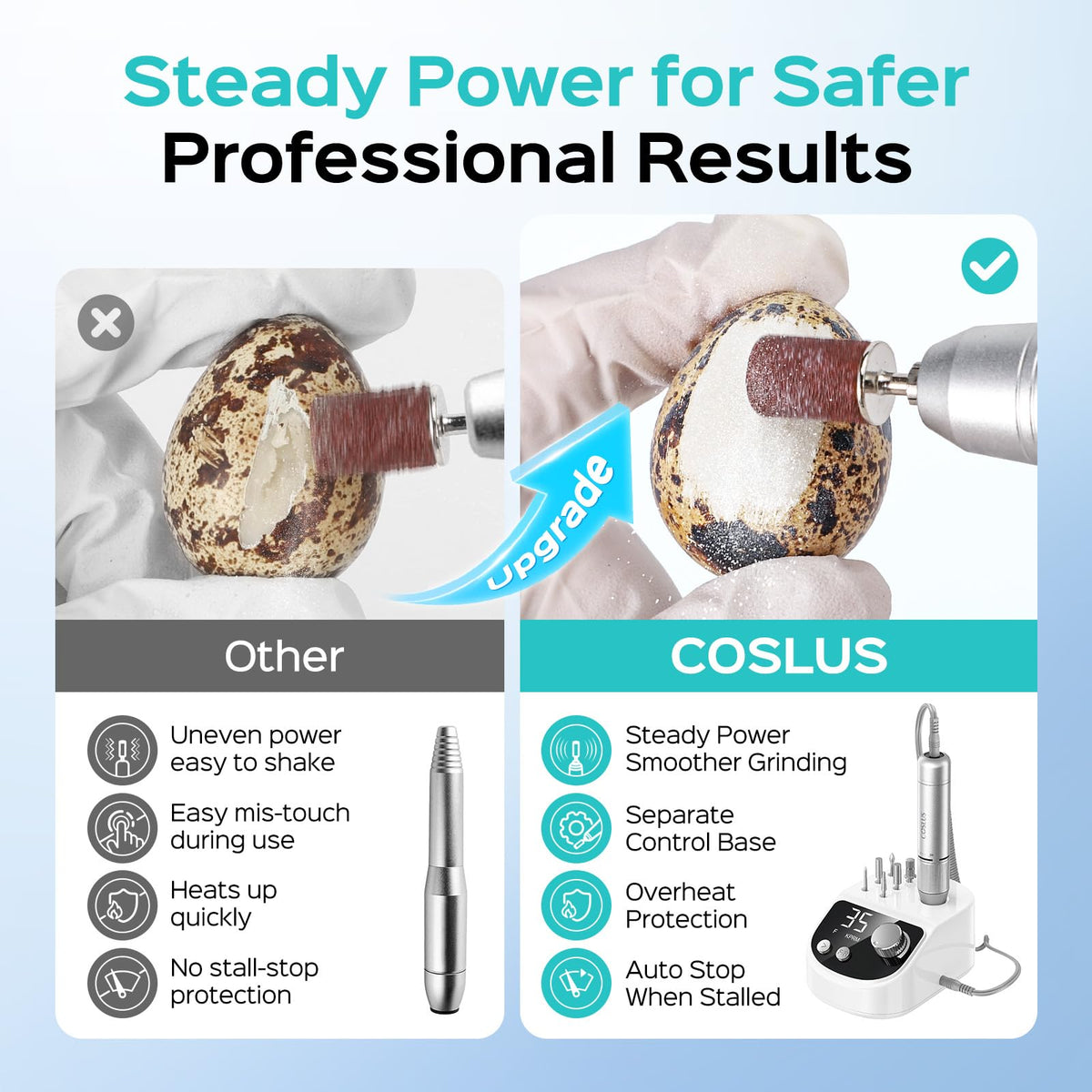 COSLUS E50 constant power motor ensures steady torque during long sessions