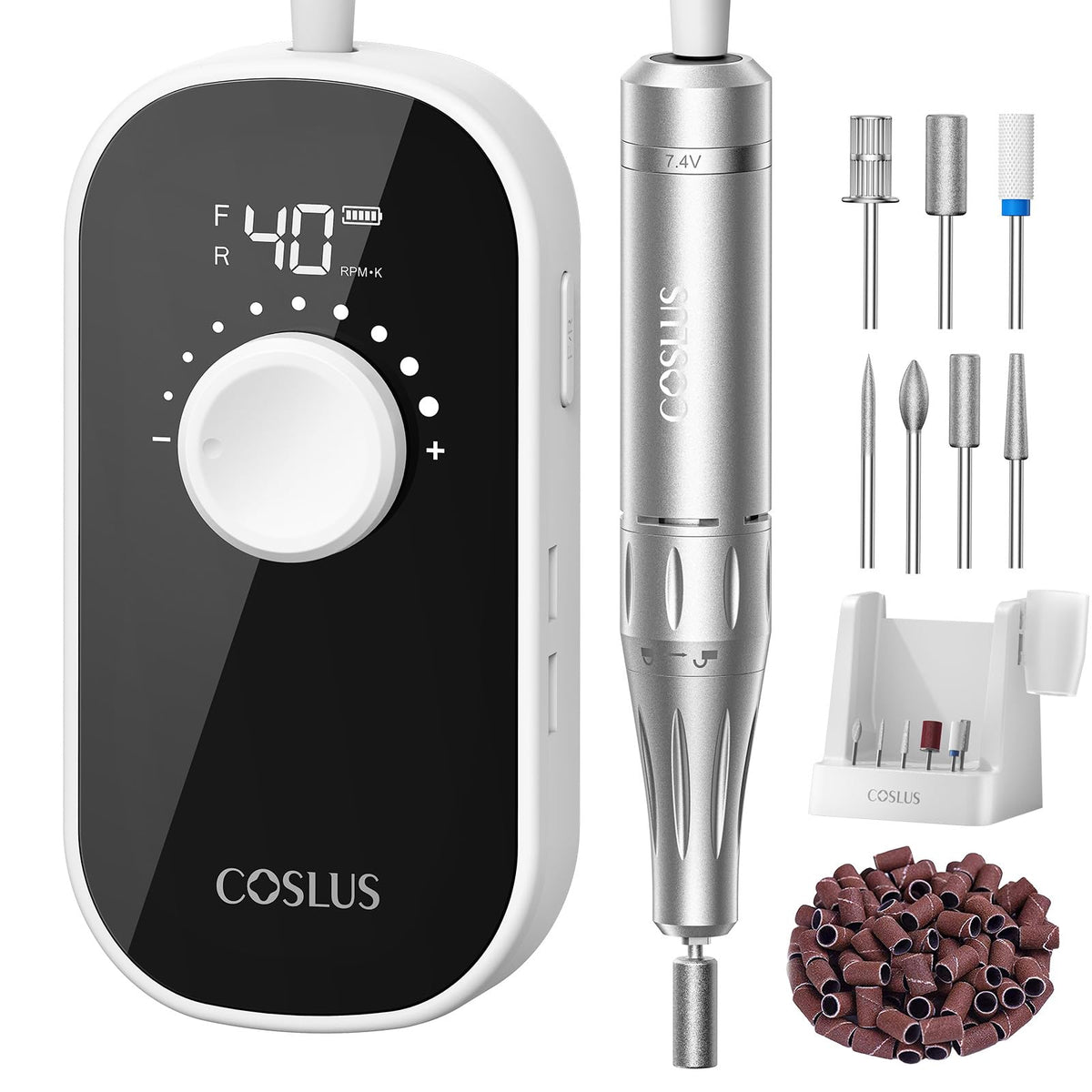 COSLUS E51 electric nail drill with stand for stable professional use