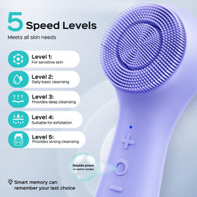 COSLUS Face Scrubber 5 speed control for personalized cleansing