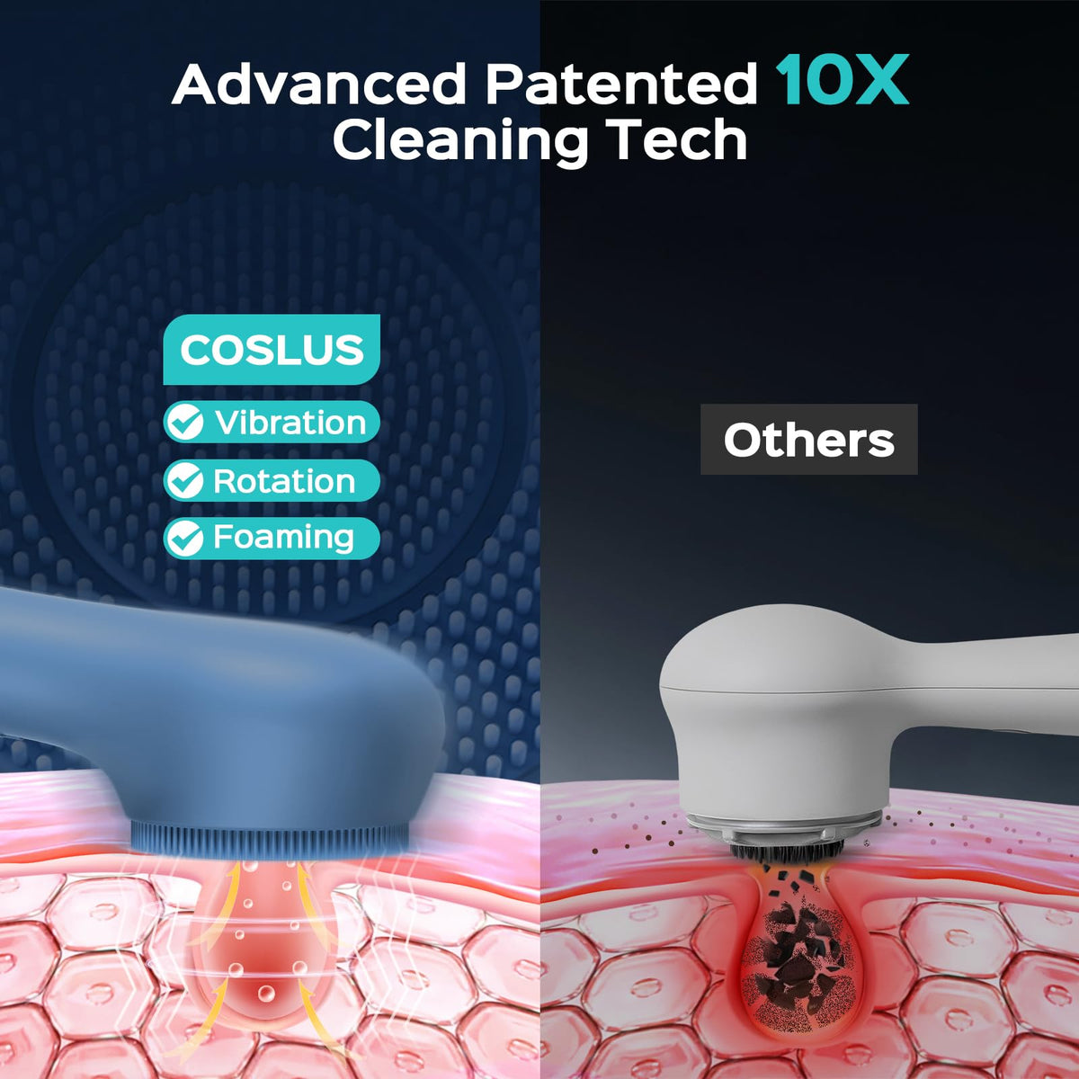 COSLUS FBS03 IPX7 waterproof design for safe shower use.