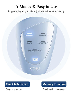 COSLUS JMY05 eye-area heating zone to smooth skin texture.