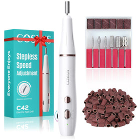 COSLUS cordless nail drill in action for precise shaping