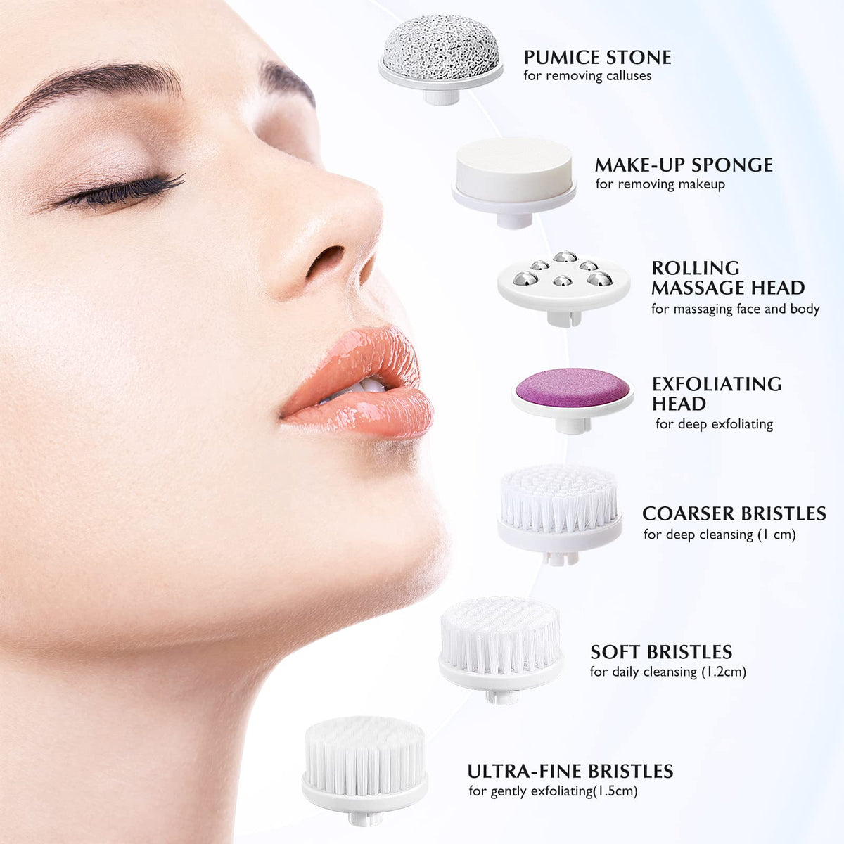 COSLUS silicone brush head offers gentle cleansing for sensitive skin.