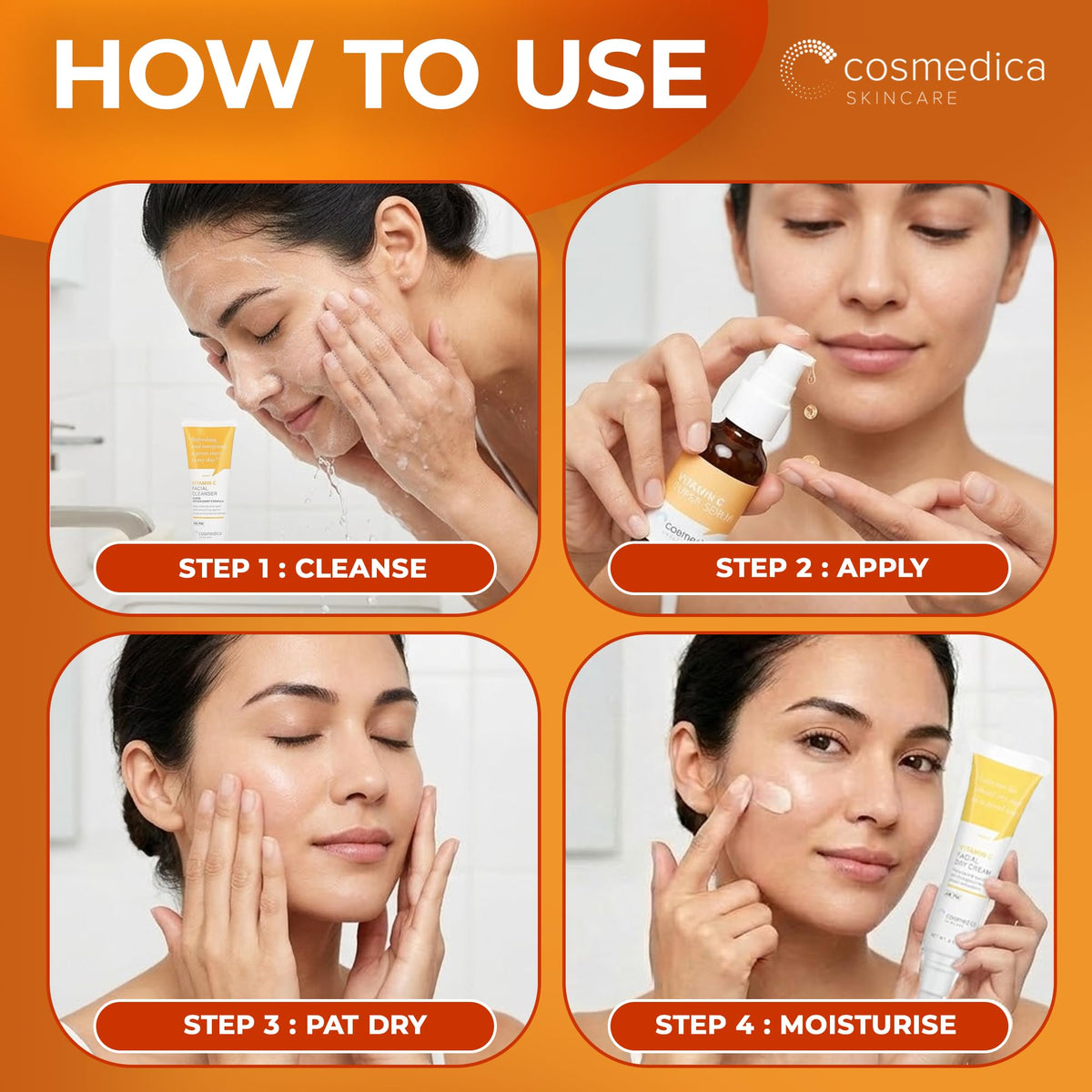 Cosmedica Hyaluronic Acid serum bottle provides instant surface hydration and glow