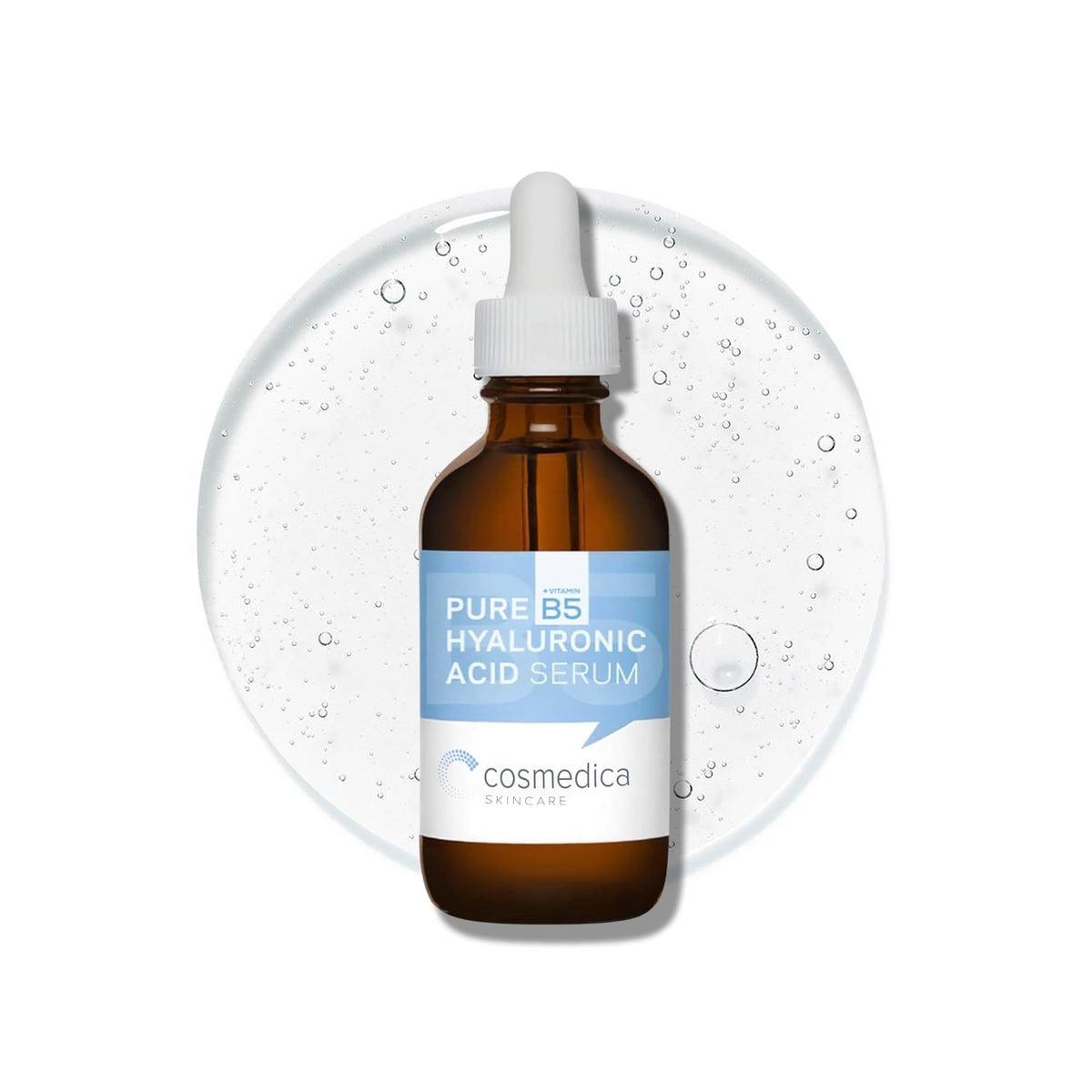 Cosmedica Hyaluronic Acid Serum bottle showing lightweight hydration for all skin types