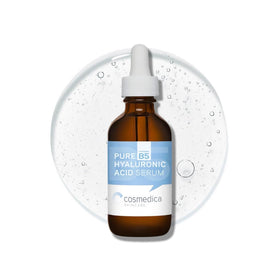 Cosmedica Hyaluronic Acid Serum bottle showing lightweight hydration for all skin types