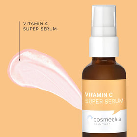 Cosmedica Skincare Hyaluronic acid serum bottle showing deep hydration for plump, refreshed skin.