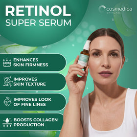 Cosmedica Retinol Serum on skin demonstrates smooth texture absorption