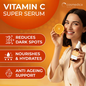 Cosmedica Vitamin C Serum dropper closeup for precise, clean application