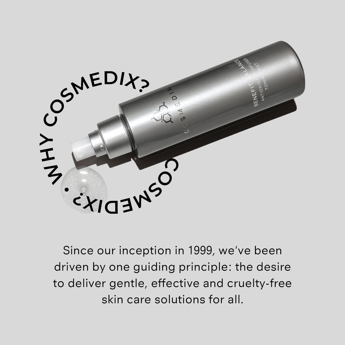  COSMEDIX Benefit Balance Toner bottle with dewy skin glow in background