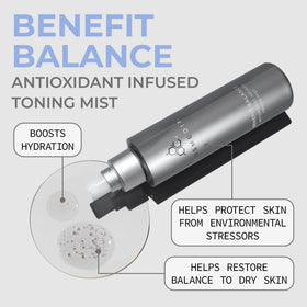 Mist spray of COSMEDIX Benefit Balance Toner ready for midday refresh