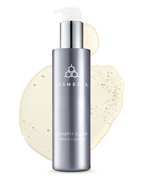 COSMEDIX Benefit Clean gel bottle showing a gentle, hydrating cleanse for all skin types